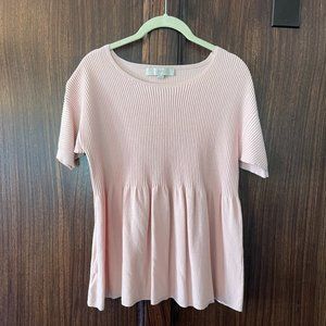 Loft Ottoman Peplum Sweater in Baby Pink - Size Small